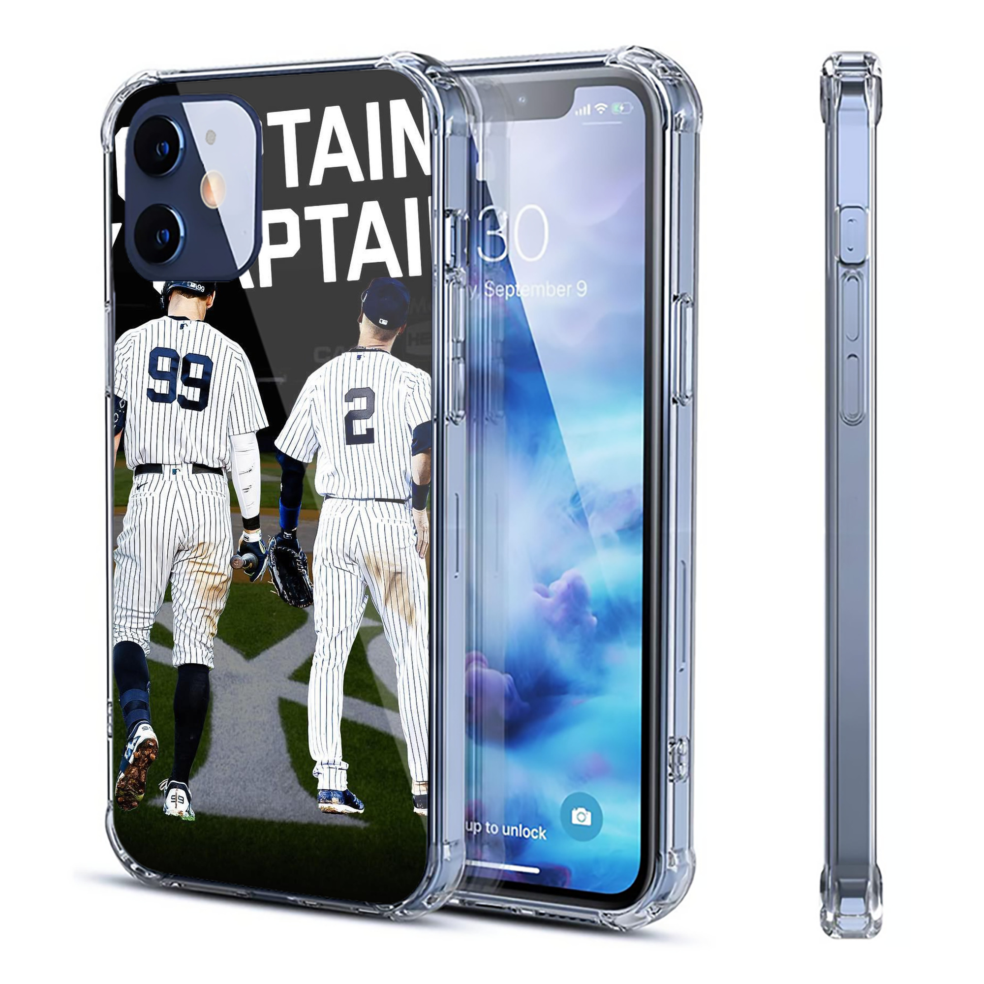 Aaron Judge Yankees Captain Clear IPhone 12 Case – Soft TPU With UV Print – Enhanced Drop Protection, Precise Fit, Anti-Fingerprint, Customizable Design, Scratch-Resistant, Yellow-Resistant